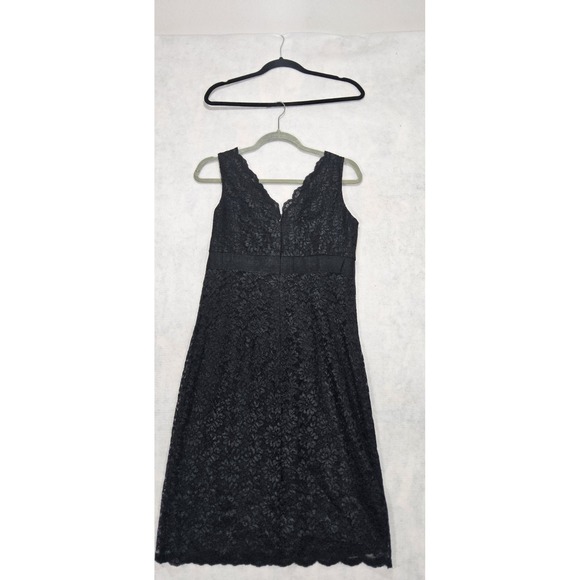 Y2K Club Dress 10 M Black Lace Overlay Mcbling Bodycon Vtg Cocktail Whimsigoth - Picture 4 of 6